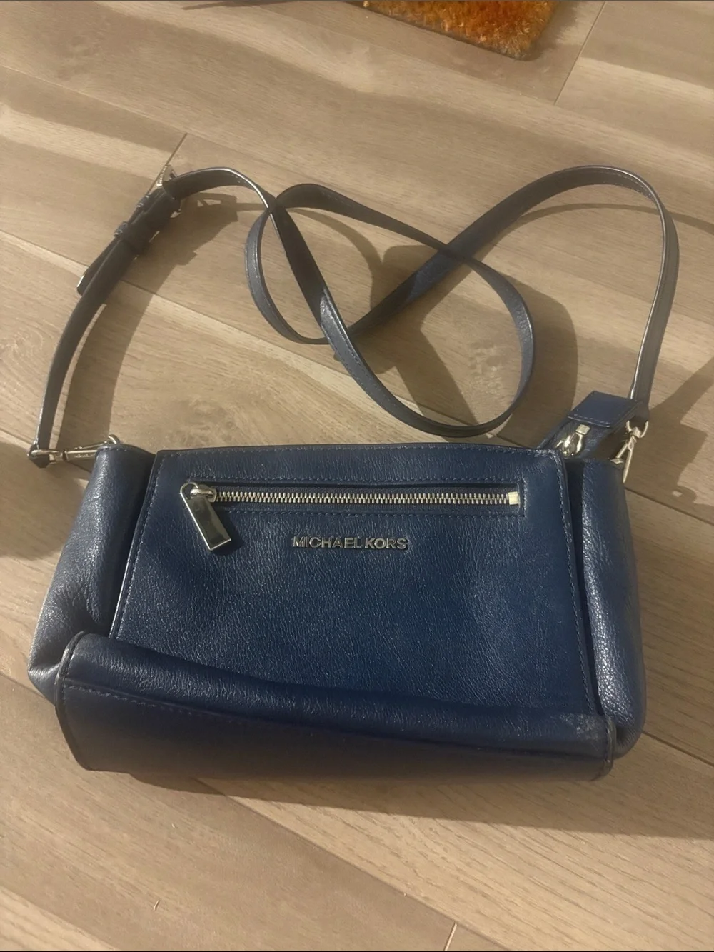 Michael Kors Dark Blue Leather Crossbody Bag